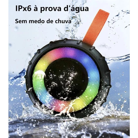 Caixa De Som À Prova D'agua Rádio Fm Luz Led Kapbom Ka-8556