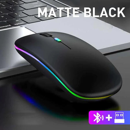 Mouse Sem Fio Recarregável Led RGB Clique Silencioso 2.4 Ghz Ergonômico Gamer Home Office