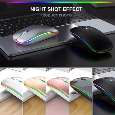 Mouse Sem Fio Recarregável Led RGB Clique Silencioso 2.4 Ghz Ergonômico Gamer Home Office