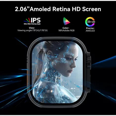 Smartwatch 5G+ Microwear Ultra 3 AI com Chip, Câmera, 4 Pulseiras, Película Capa case ,Celular de pulso, 16GB e 2 de RAM