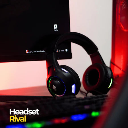 Fone De Ouvido Headset Gamer com Fio Profissional Preto Led Rgb PC USB P2/P3 XBOX PS4 Vídeogame