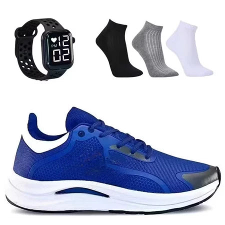Kit tenis esportivo + meia 100% algodão + relógio digital! envio imediato