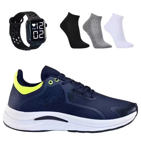 Kit tenis esportivo + meia 100% algodão + relógio digital! envio imediato