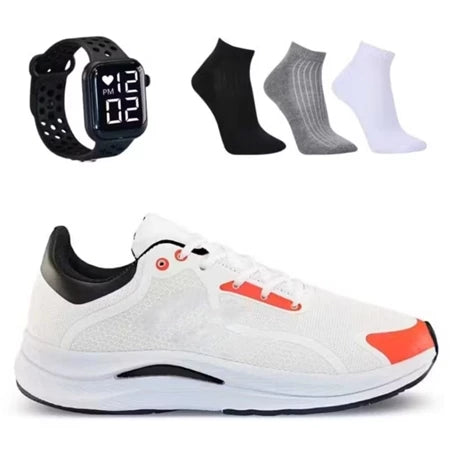 Kit tenis esportivo + meia 100% algodão + relógio digital! envio imediato