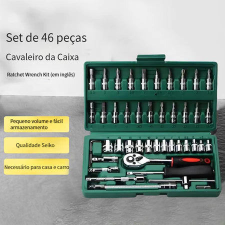 MALETA DE CHAVES 40 Peças / 46 Peças Jogo De Chave Catraca Caixa De Ferramentas Completa Reversível Soquetes Maleta