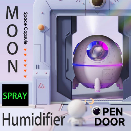 Umidificador de Ar Astronauta 220ml Luz LED Colorida Pulverizador De Névoa USB