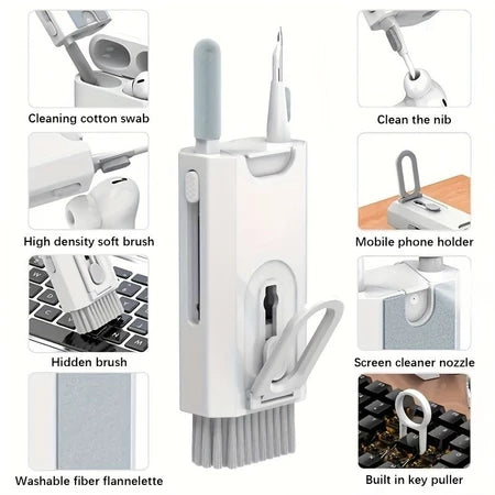 kit de escova de limpeza de teclado 8 em 1 multifuncional portátil para computador/fone de ouvido/ferramentas