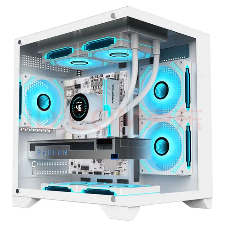 Gabinete Gamer Branco Aquário em Vidro Com 4 Fans RGB GB1797