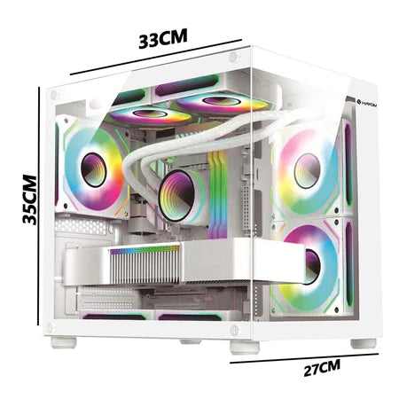 Gabinete Gamer Branco Aquário em Vidro Com 4 Fans RGB GB1797