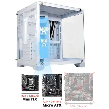 Gabinete Gamer Branco Aquário em Vidro Com 4 Fans RGB GB1797