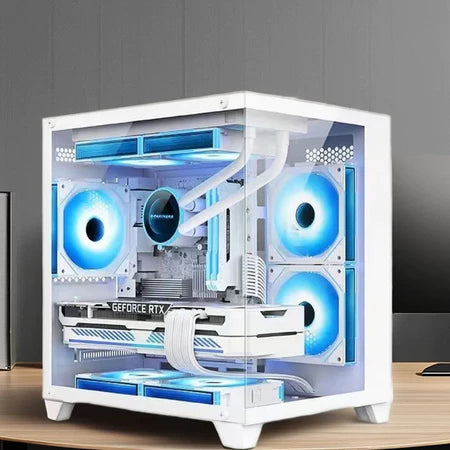 Gabinete Gamer Branco Aquário em Vidro Com 4 Fans RGB GB1797