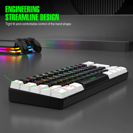 Teclado com fio 61 teclas RGB Backlight Mini cabo de alimentação plugável USB-C compacto