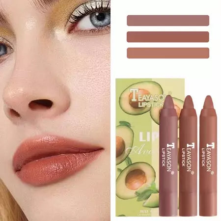Conjunto De Batom De Longa Duração Com 3 Pacotes : Copo Antiaderente , Brilho Labial Hidratante , Tons Nus