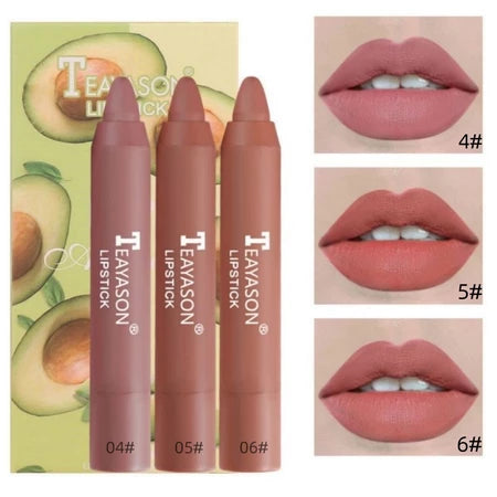 Conjunto De Batom De Longa Duração Com 3 Pacotes : Copo Antiaderente , Brilho Labial Hidratante , Tons Nus
