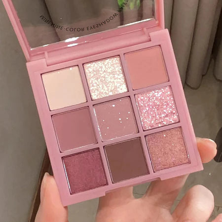 Paleta de Sombras para Olhos Dikalu 9 Cores, Pó Cintilante de Cigarro, Maquiagem Suave para os Olhos