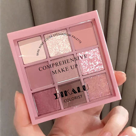Paleta de Sombras para Olhos Dikalu 9 Cores, Pó Cintilante de Cigarro, Maquiagem Suave para os Olhos